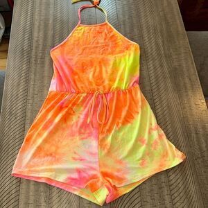Groovy ☮️ Neon TieDyeSoft to touch Halter Romper 🏖️🚢 for play 🛝 night or day